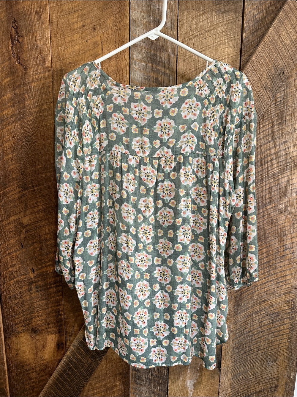 LC Lauren Conrad green floral print blouse Size XL F18 - Picture 6 of 8